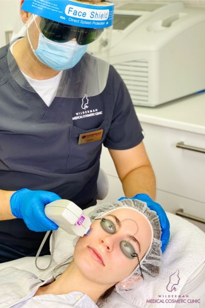 Broad Band Light (BBL) technology - Woman getting the treatment in a our Cosmetic Clinic by Dr. Arash
